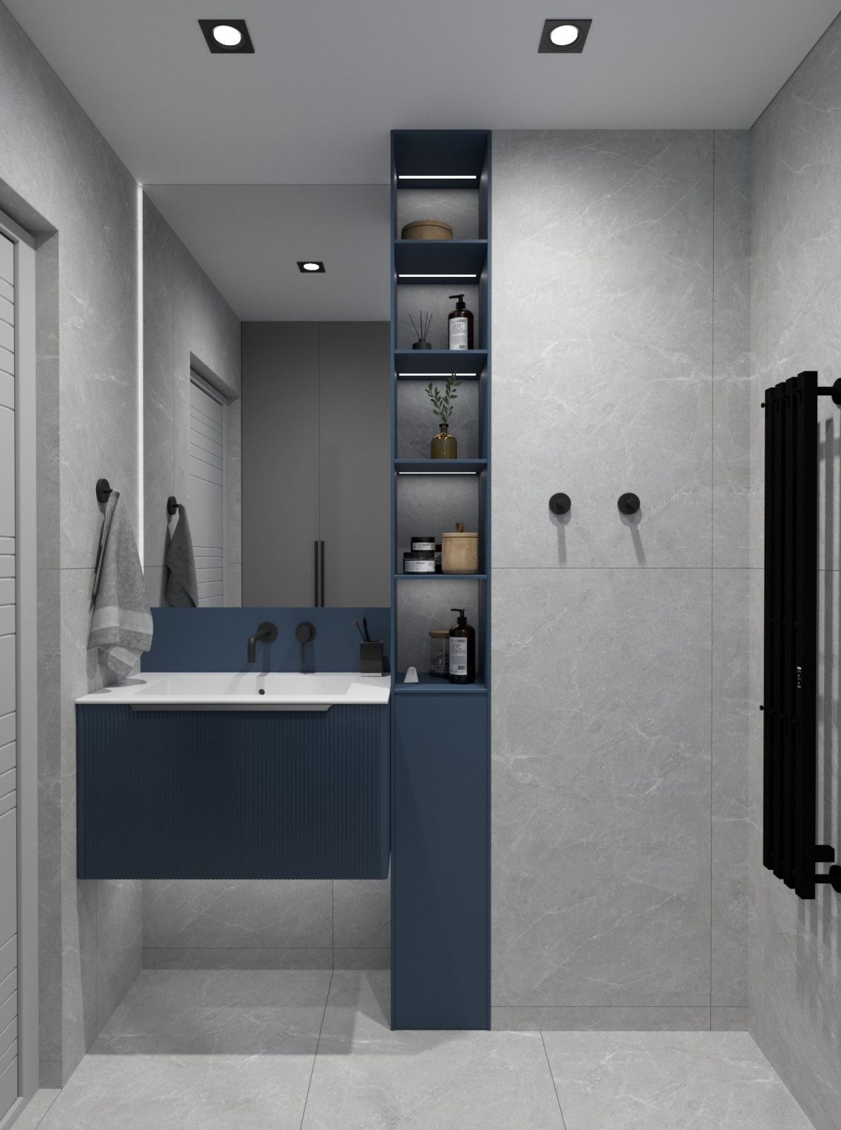 Квартира в современном стиле с синим акцентом