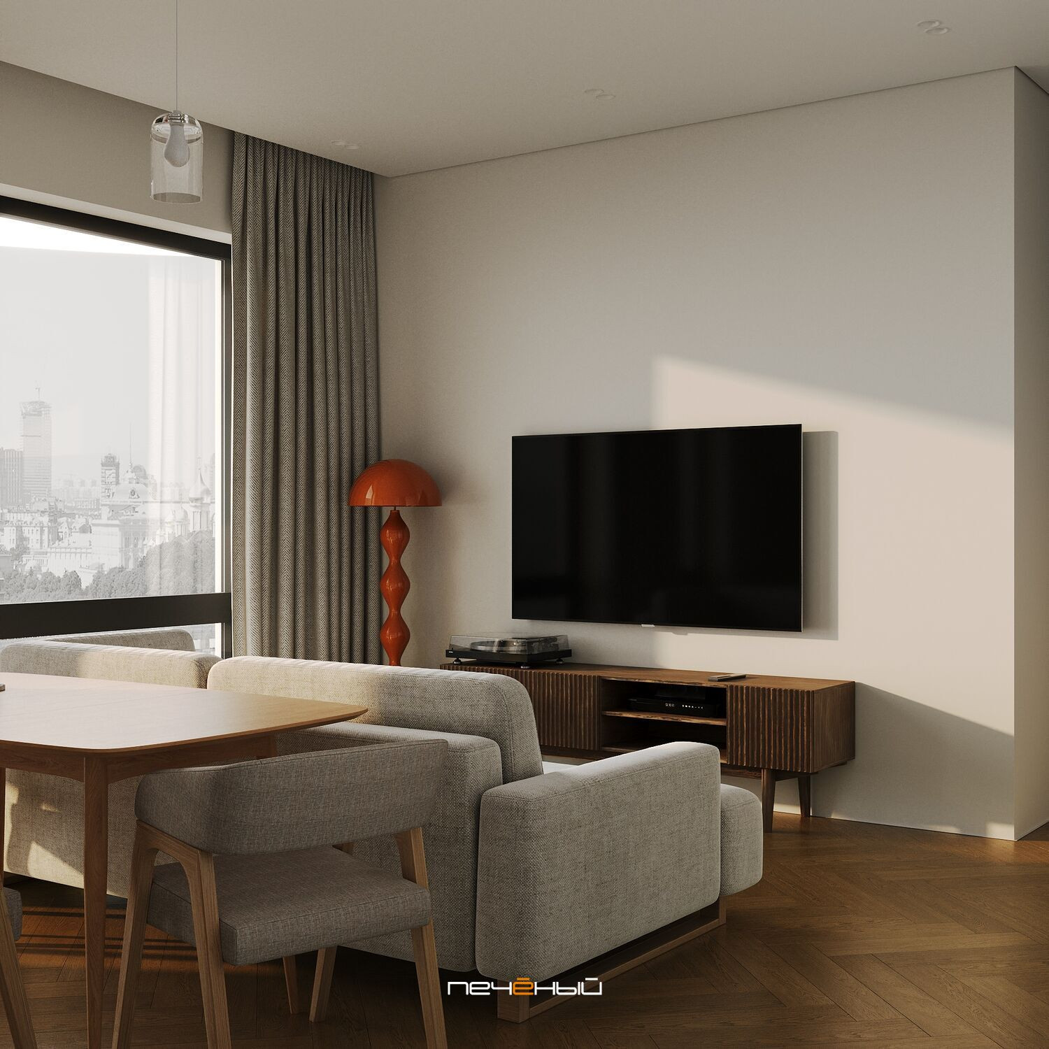 2025 Дизайн 2-комн. квартиры 64 м² в современном стиле, Москва, Павелецкая City