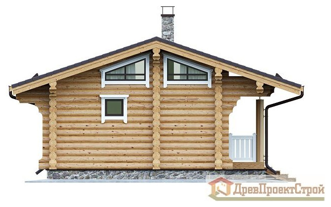 Проект бани № 5. Баня из оцилиндрованных бревен 59,19м², 10000 х 7000.