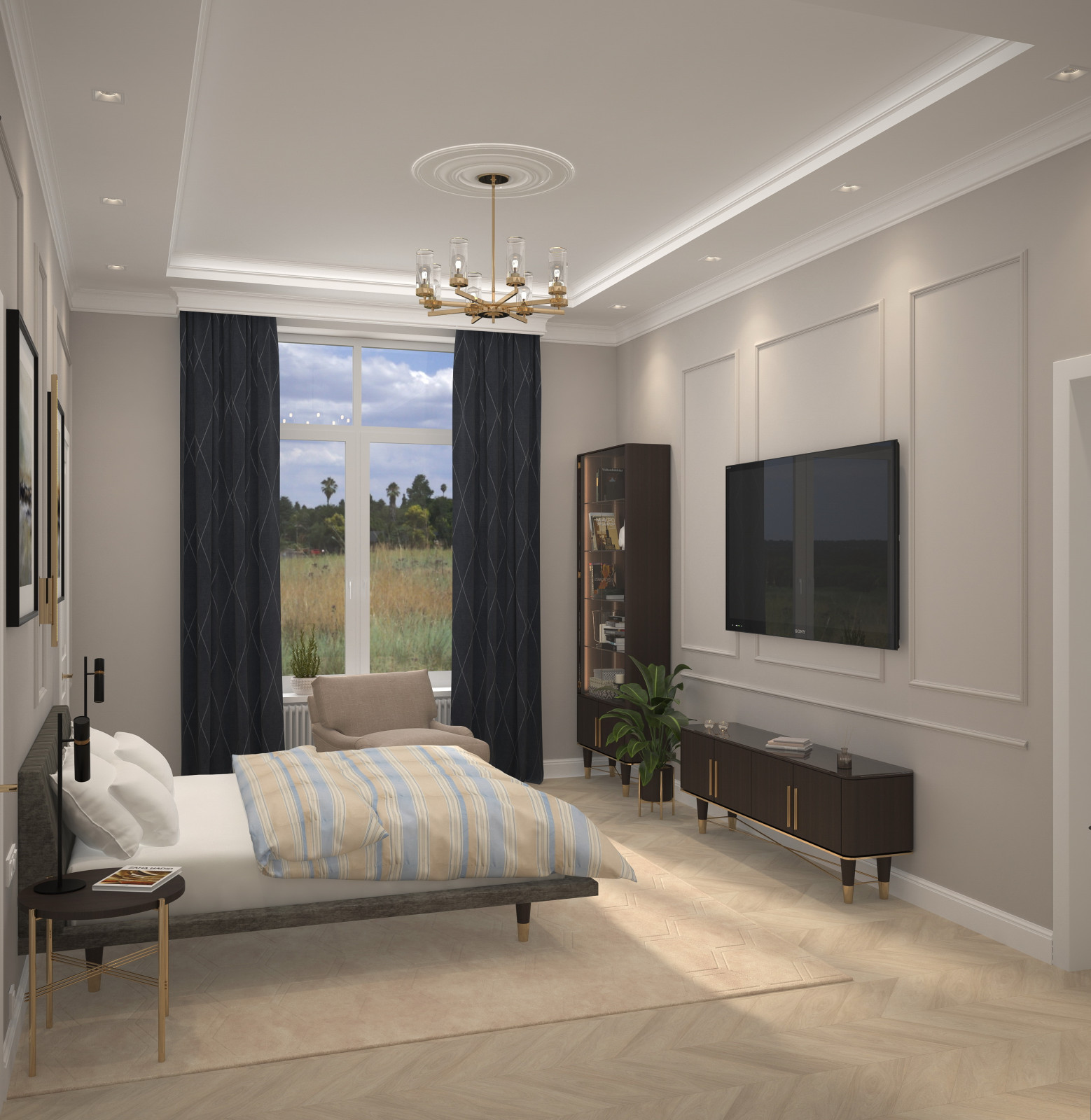 Спальня в загородном доме.