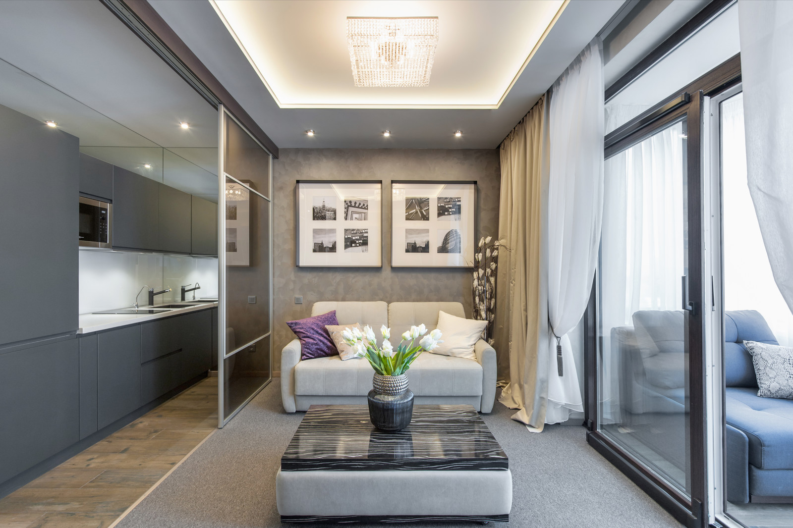 Реализованный проект уютной квартиры-студии 34 м2. Санкт-Петербург. ЖК "Клевер"