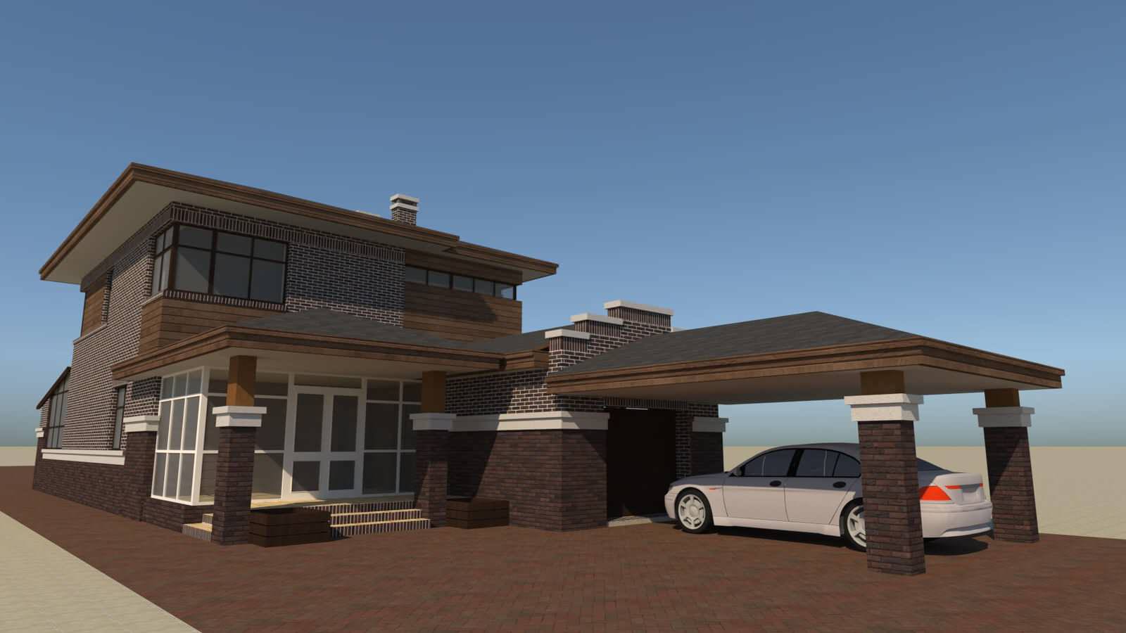 Коттедж в стиле «Райт», в г. Батайск