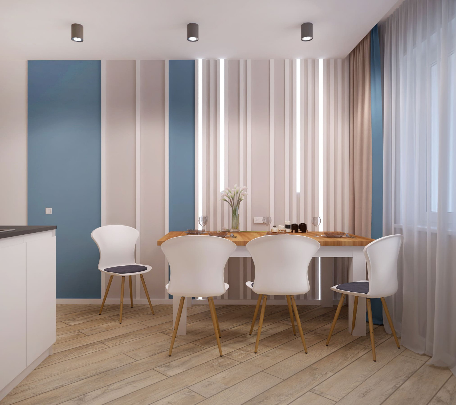 Стильная гостиная и кухня