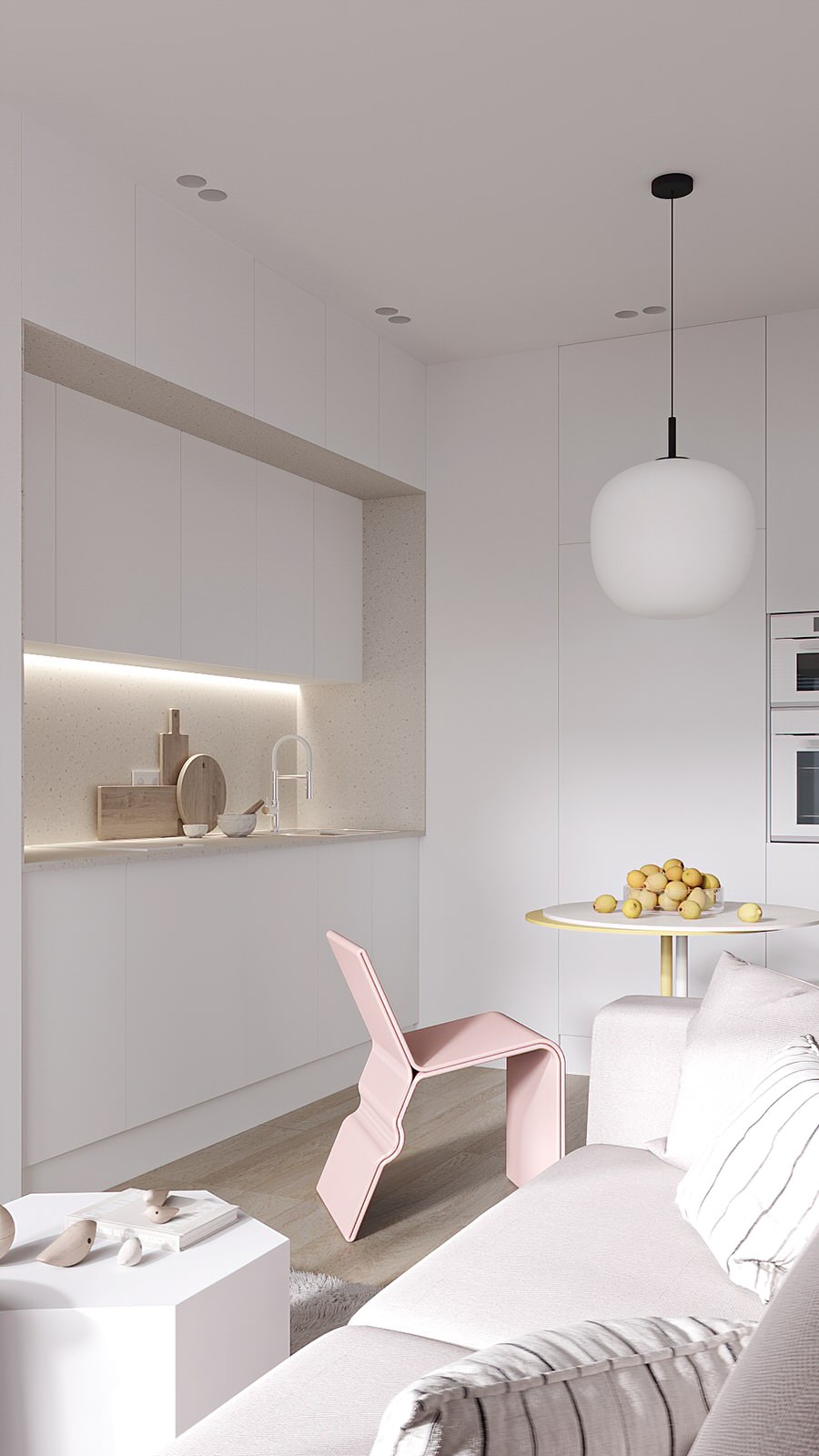 Вид на кухню из гостиной