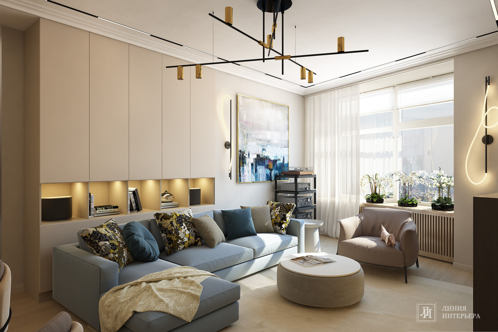 Дизайн интерьера 3-х комнатной квартиры в ЖК Триколор