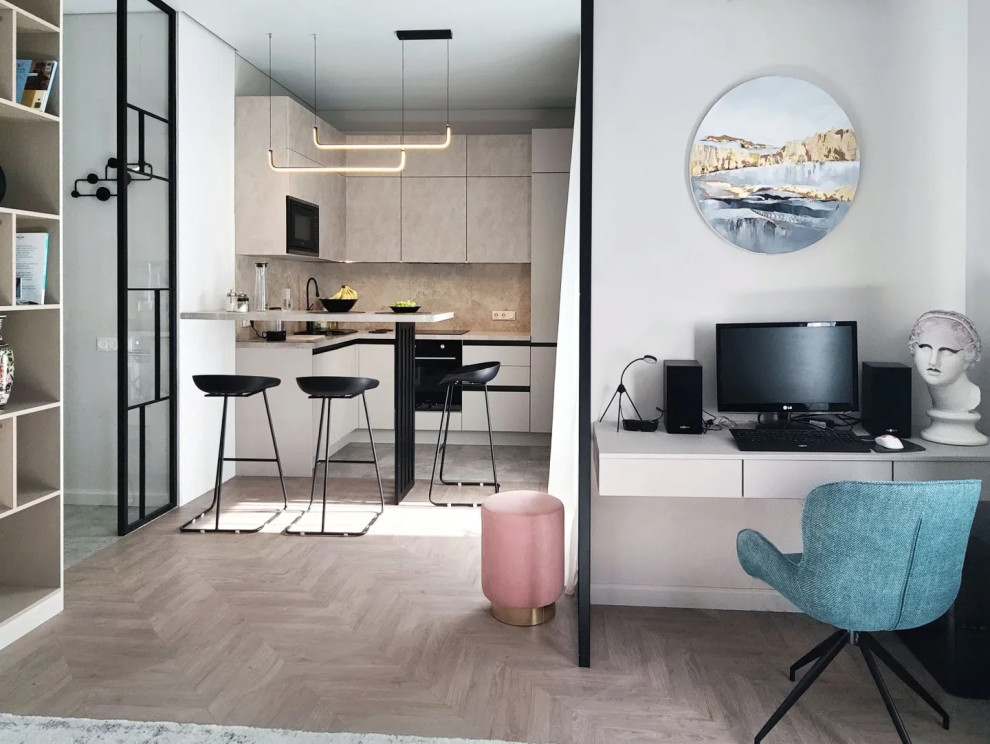 Дизайн-проект студии в современном стиле, 40м2