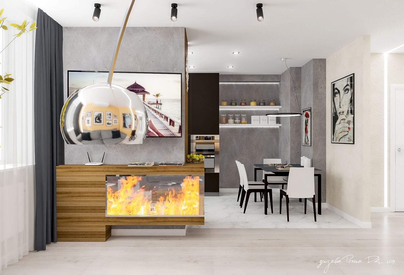 Дизайн-проект гостиной-кухни кухни в 3-х комнатной квартире