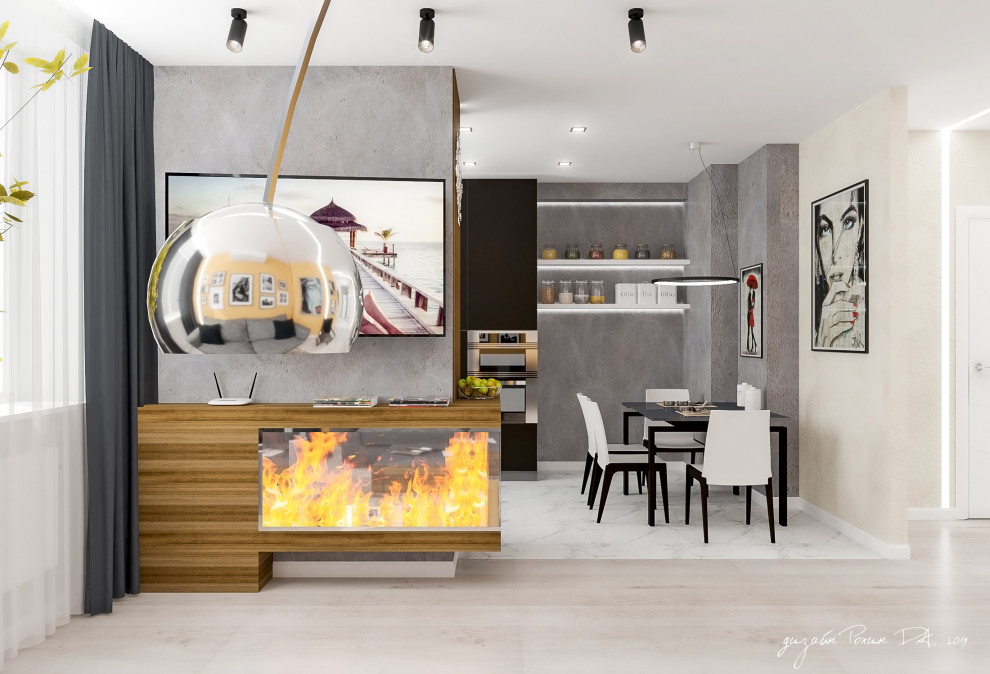 Дизайн-проект гостиной-кухни кухни в 3-х комнатной квартире