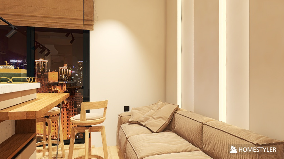 Обложка проекта: визуализация кухни-гостинной