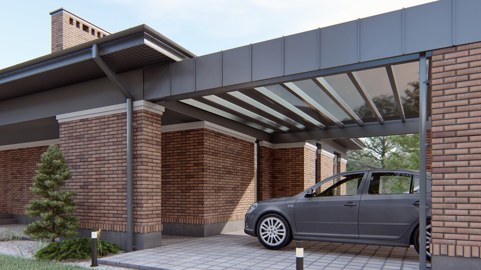 Проект одноэтажного дома с отдельным домом для подростка