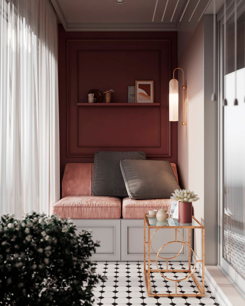 Gray-pink interior. Apartment in St. Petersburg in the neoclassical style