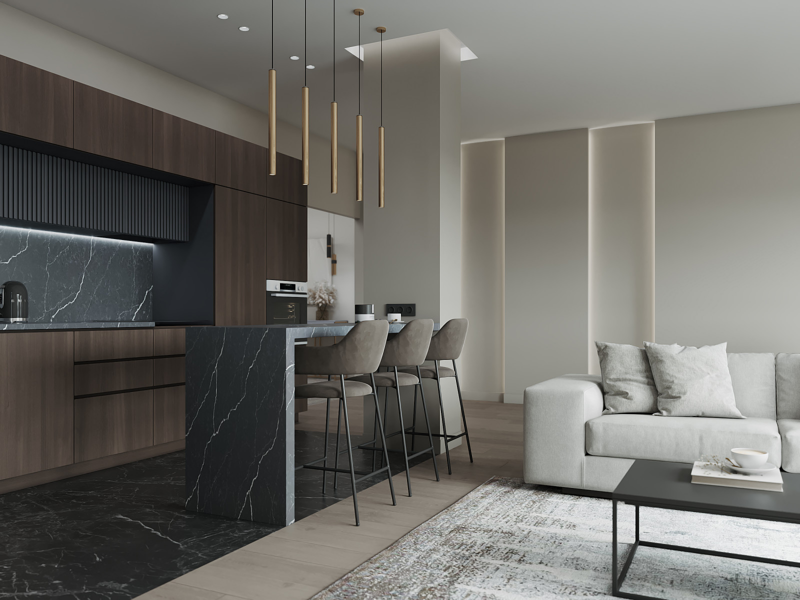 Дизайн-проект 3-комнатной картиры ЖК "Дом на Грота", 102 кв.м, Спб