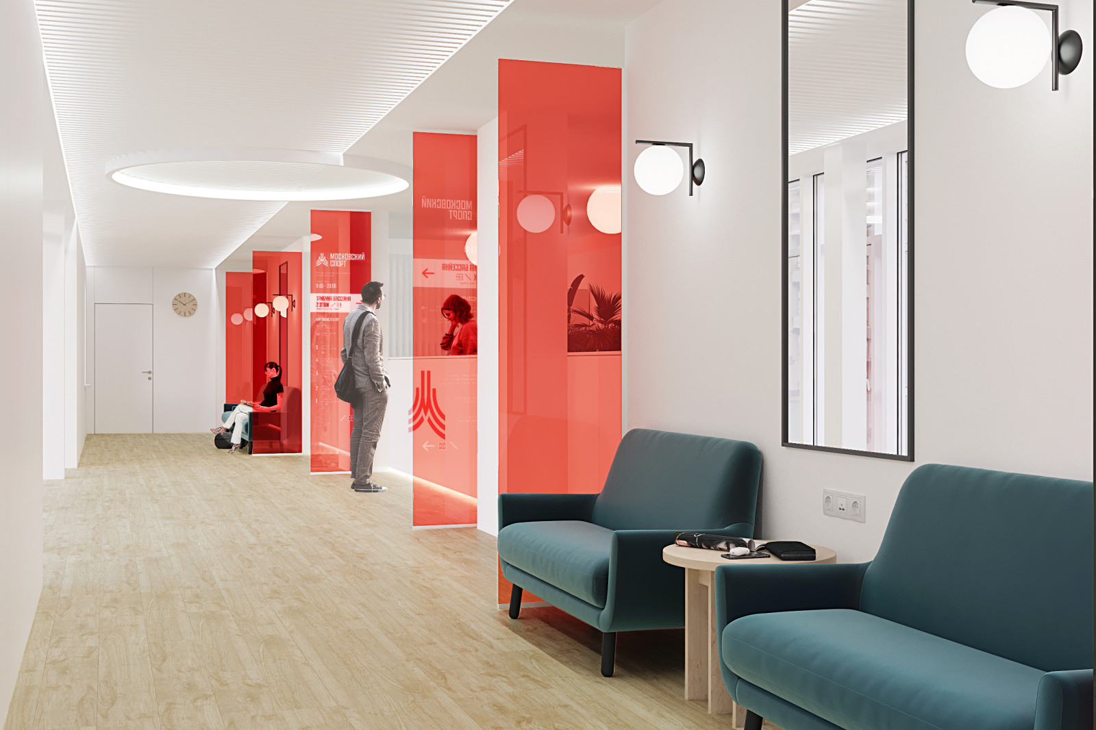 Дизайн интерьера вестибюля для здания физкультурно-оздоровительного комплекса