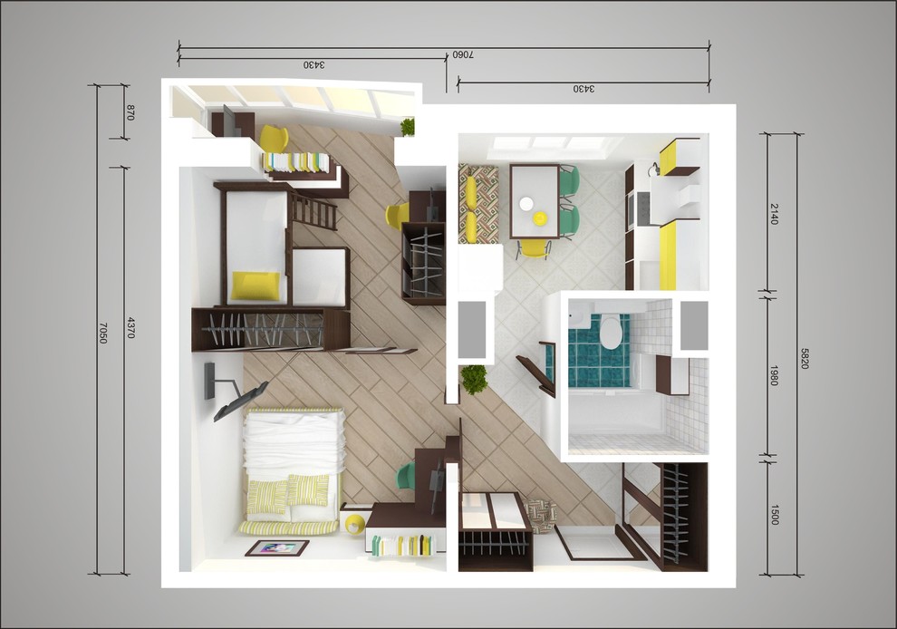 Планировка: Пять решений для однокомнатной квартиры в домах серии П-44Т