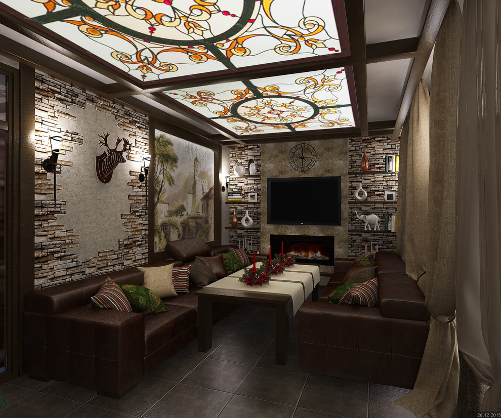 Обложка проекта: Каминная с витражным потолком