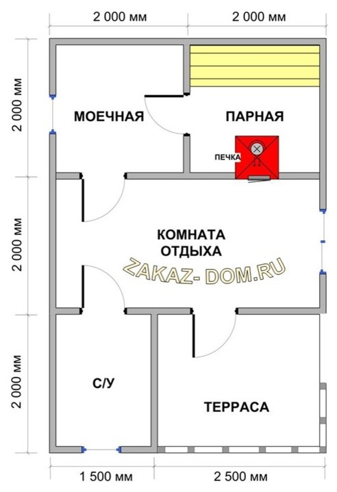 Баня из профилированного бруса (4х6 м) - Проект № Б-17