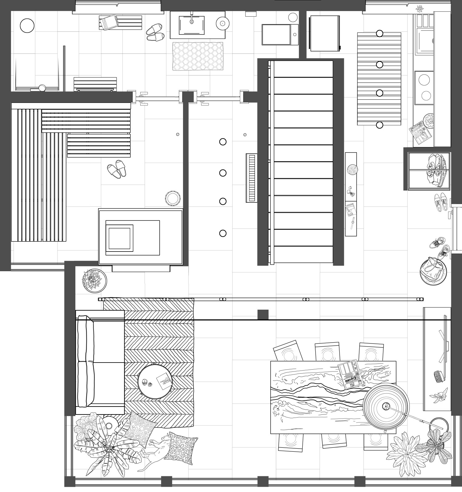 Планировка интерьера гостевого дома с сауной для дома-фахверка компании ecocompl