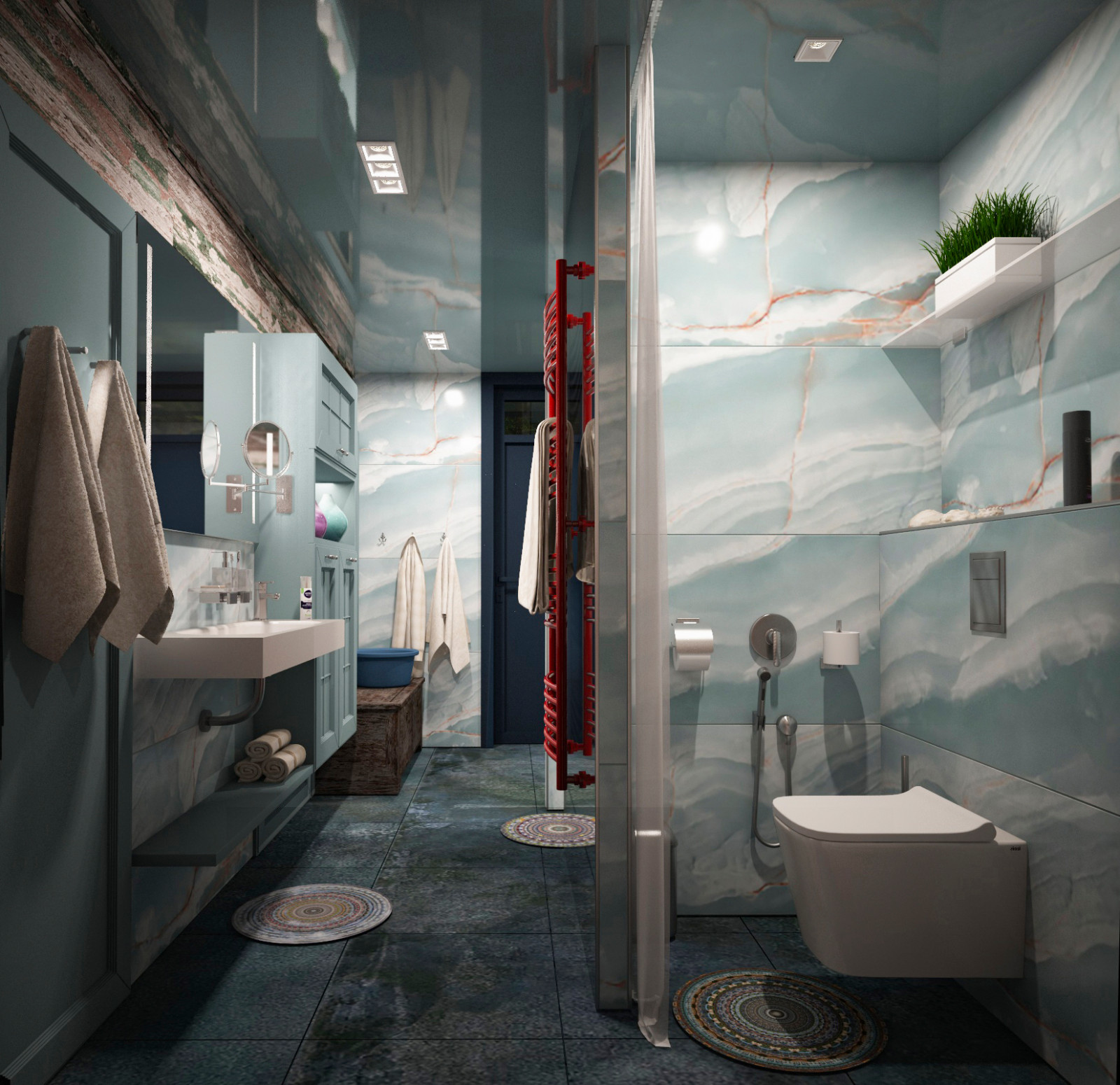 Обложка проекта: Санузел в доме с печью