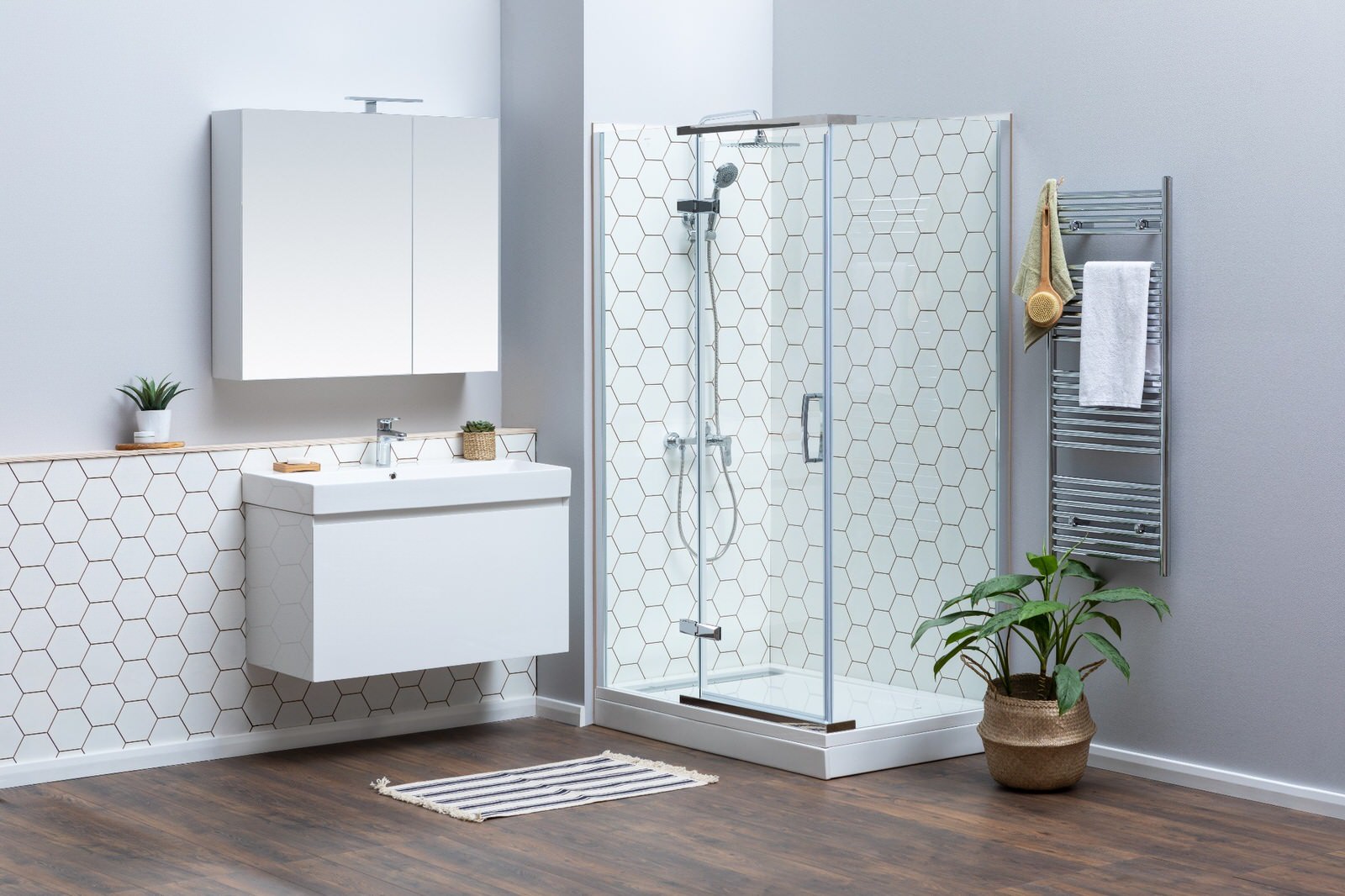 Дизайн ванной с перегородкой для душа