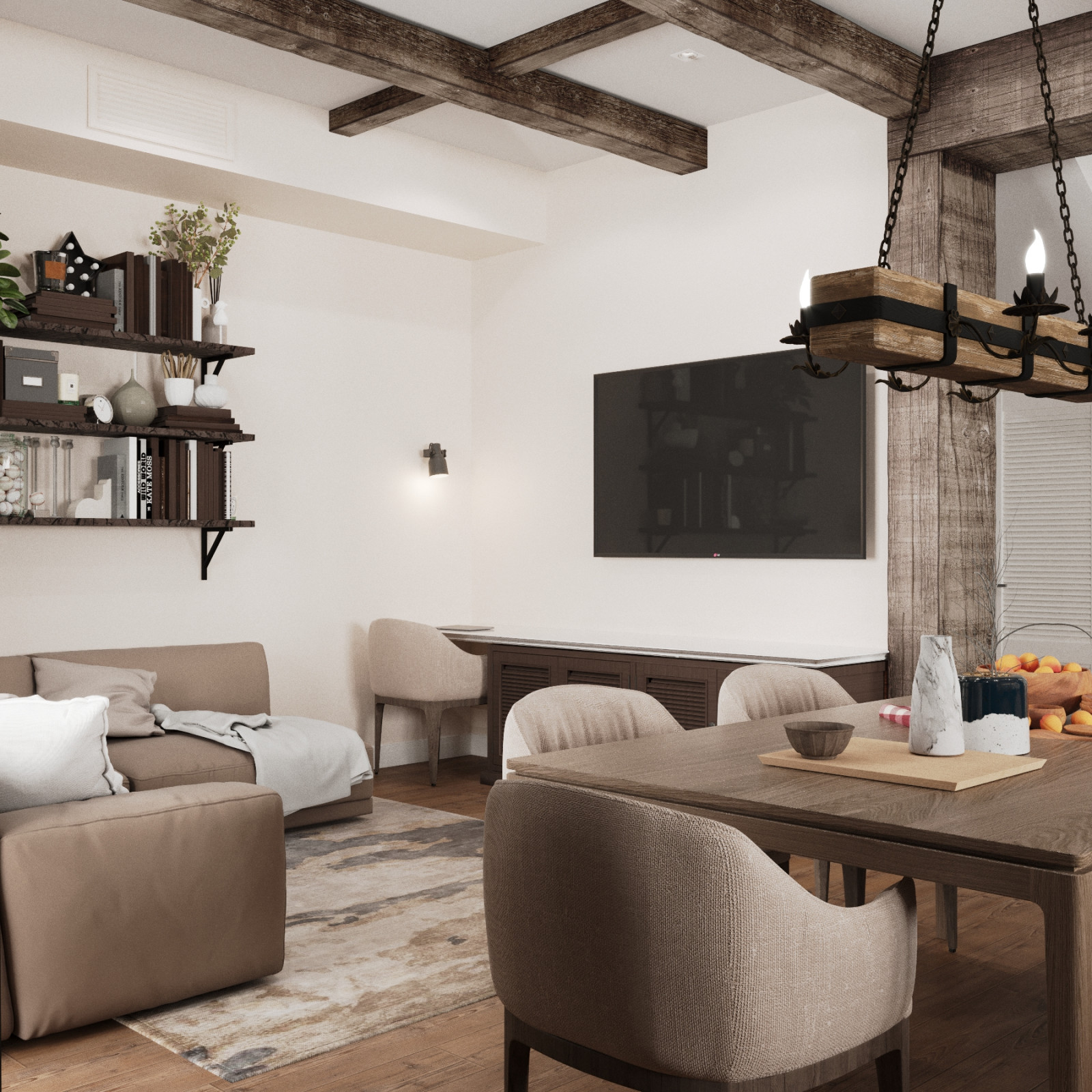 Дизайн интерьера гостиной на Луговой 41кв м