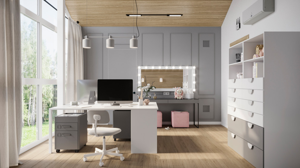 Барнхауз с мансардными окнами в серых оттенках