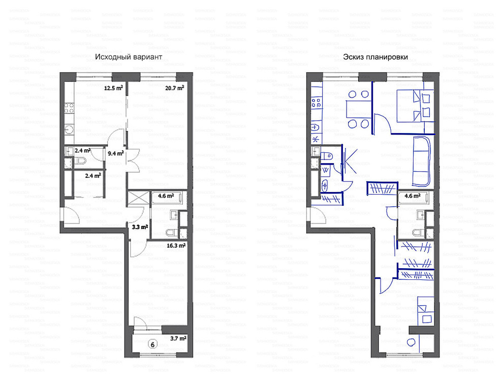 Идеи перепланировки для двухкомнатных квартир