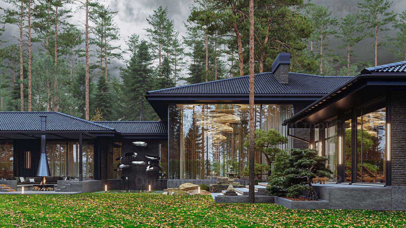 Одноэтажный дом с патио в современном стиле «Девайн»