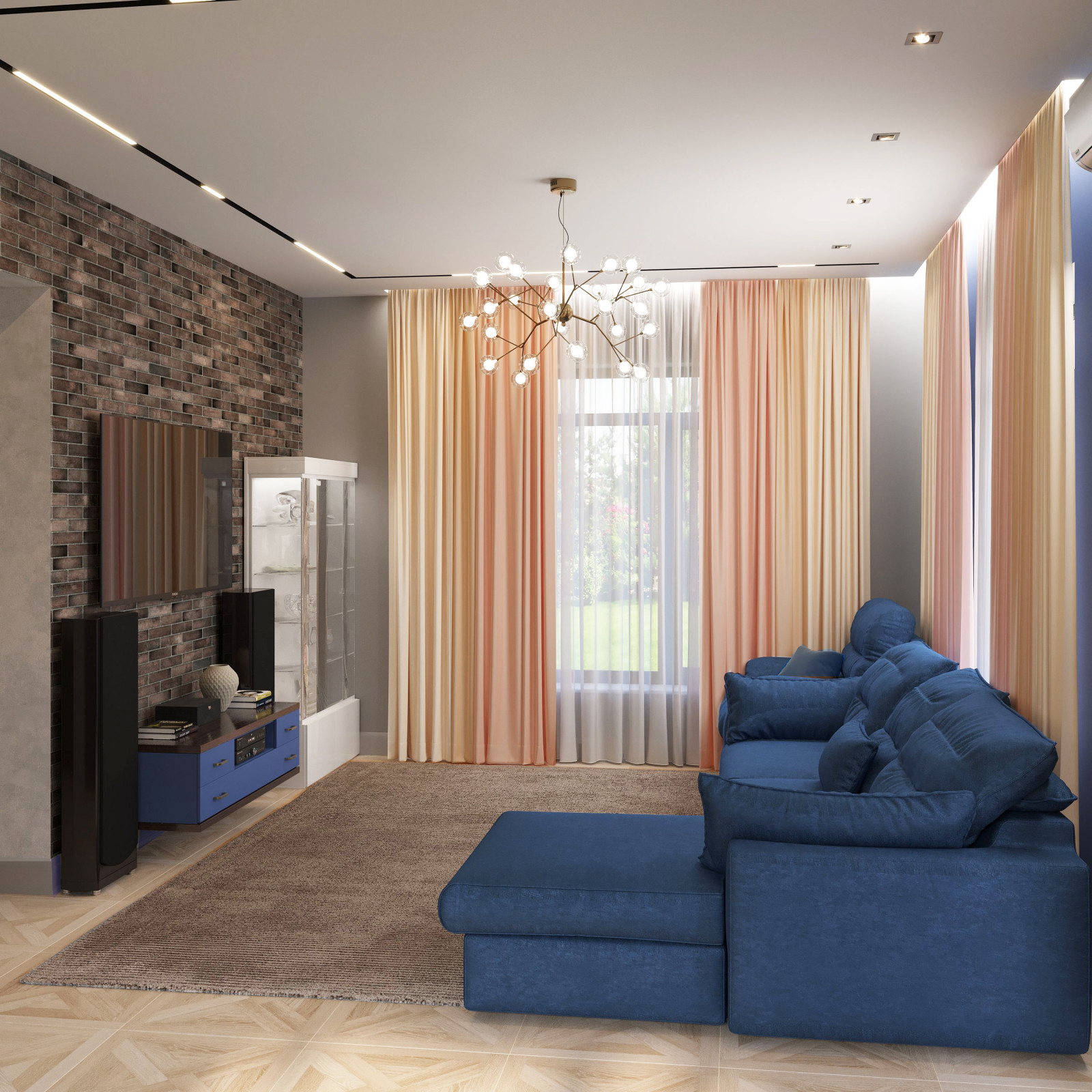 гостиная и кухня в загородном доме