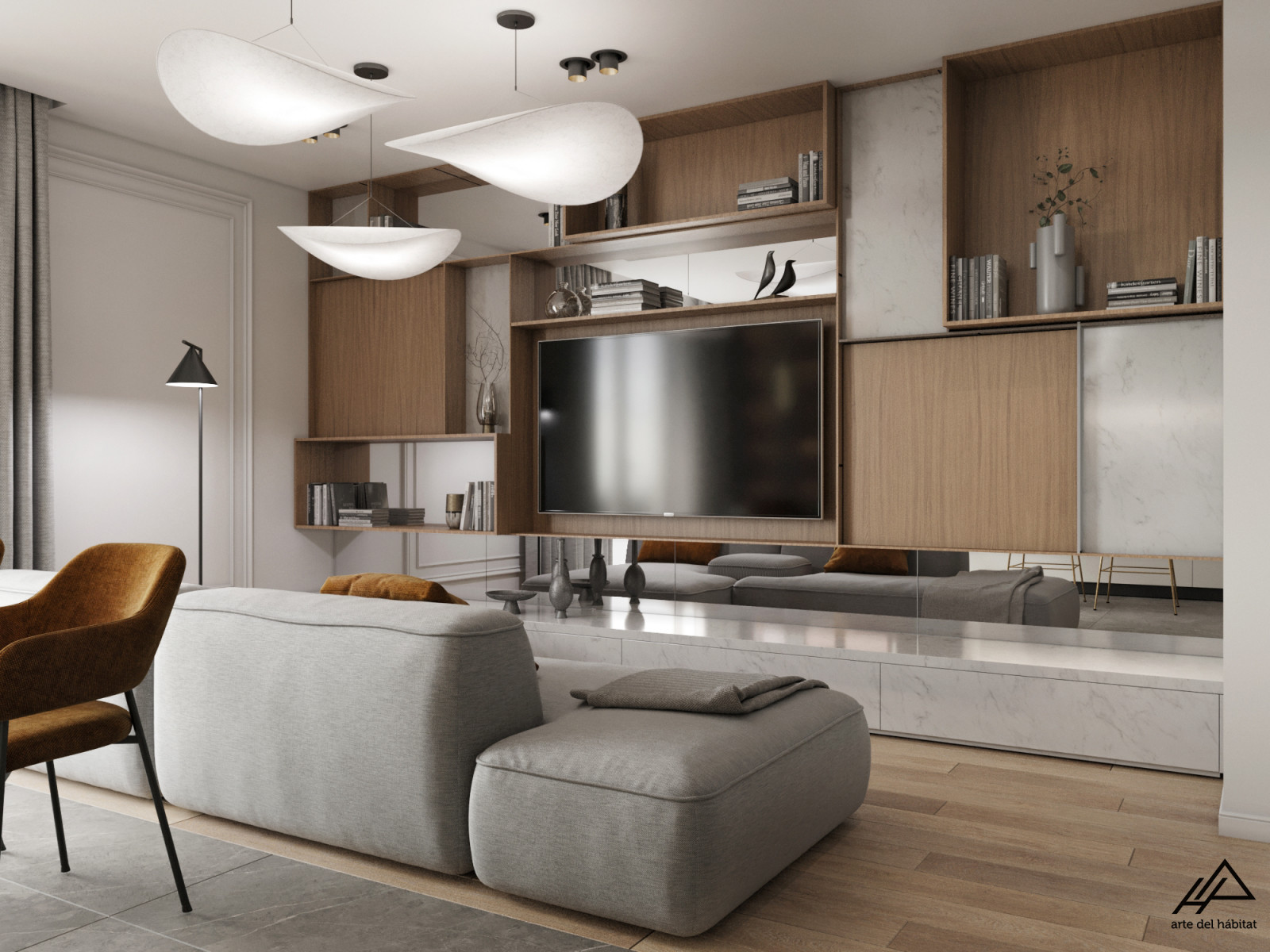 Современный минималистичный интерьер с элементами классики