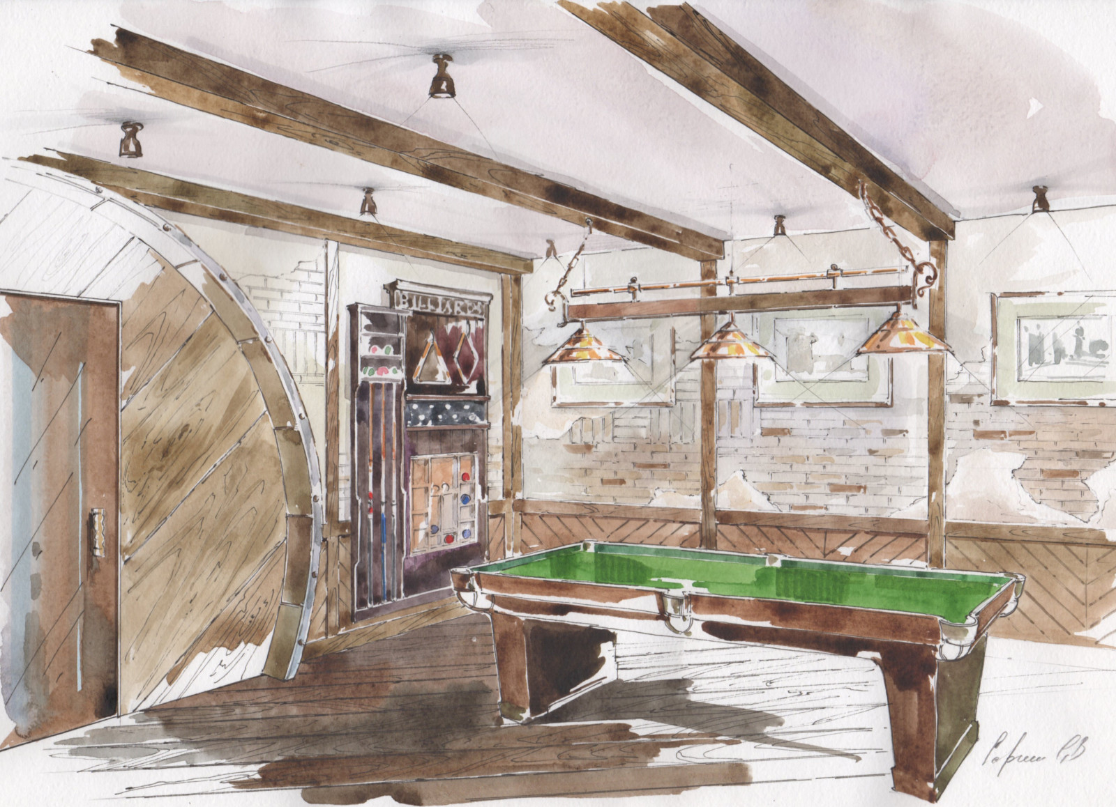 Акварельные эскизы к проекту: Загородного дома в стиле Прованс.