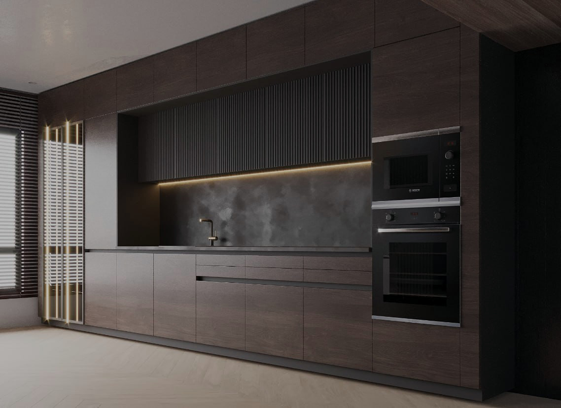 Обложка проекта: КУХНЯ "ПРЕСТИЖ" - строгая, лаконичная, ультра-современная