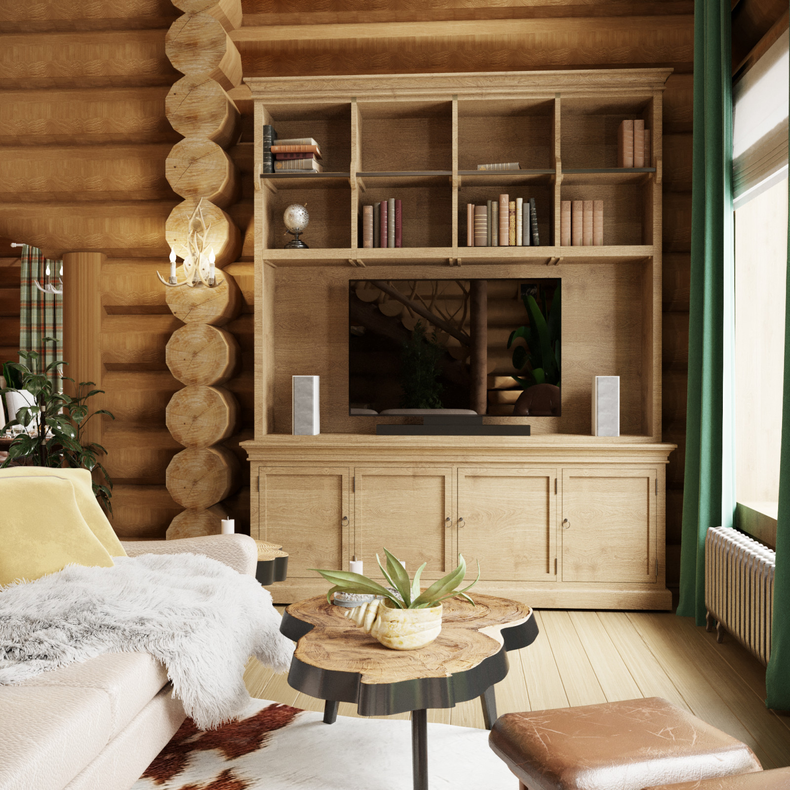 Деревянный дом из дикого бревна