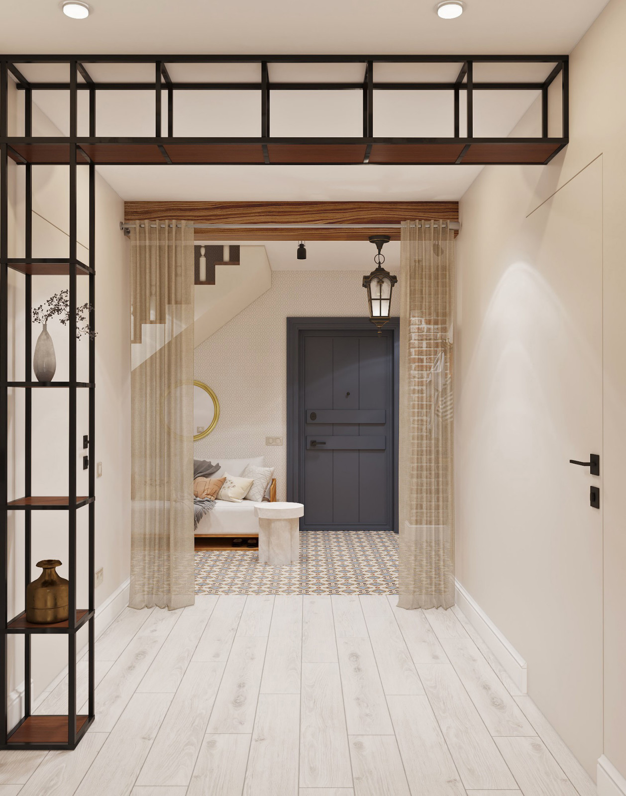 Дизайн проект квартиры с элементами стиля mid-century modern.