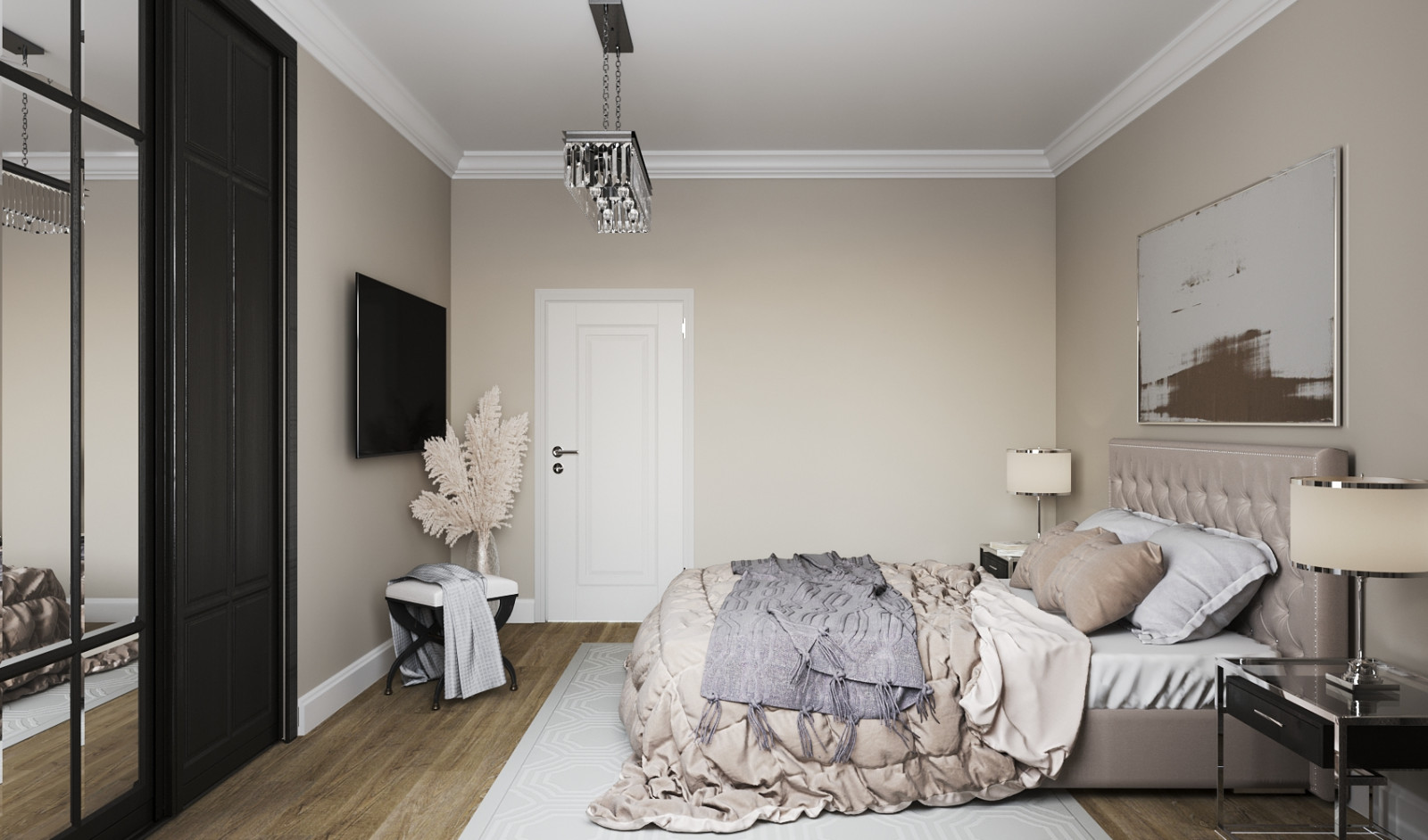 Спальня в бежевых тонах