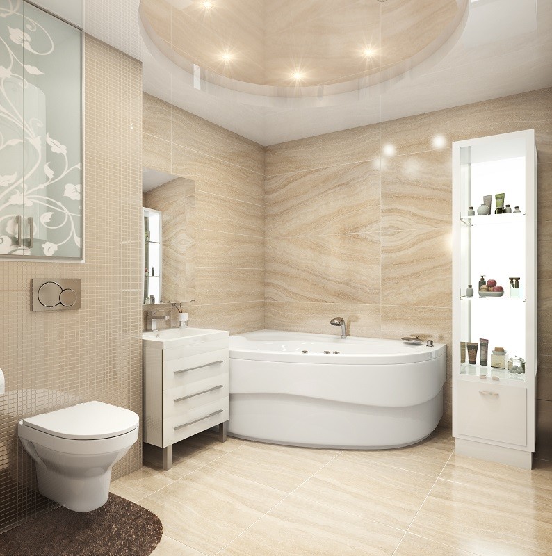 ВАННАЯ СО СТЕКЛЯННЫМ ШКАФОМ