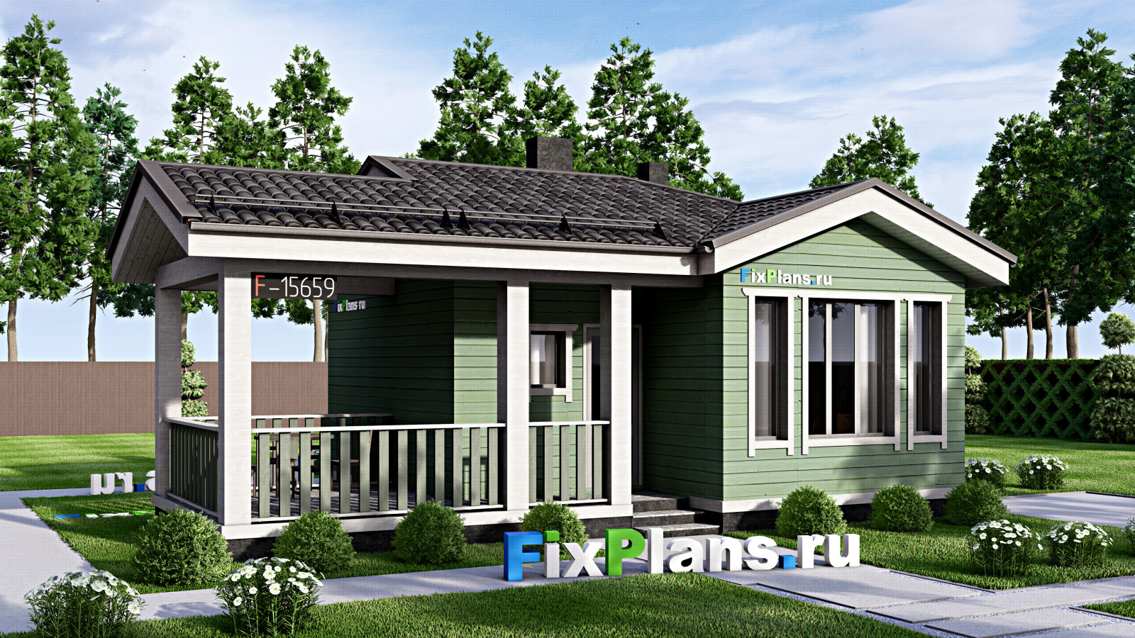 Проект одноэтажного дома 11х8м S36м2 F-15659