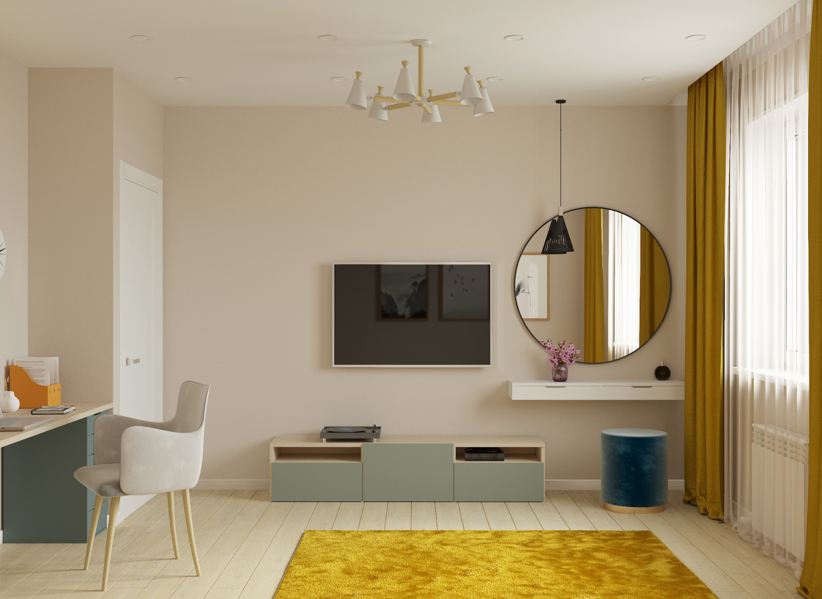 Проект однокомнатной квартиры «Яркий СКАНДИ» для прекрасной молодой особы