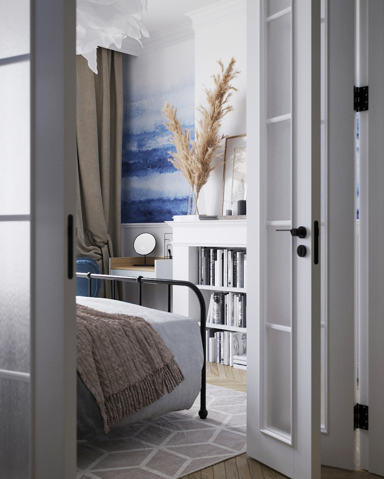 Спальня в голубых тонах