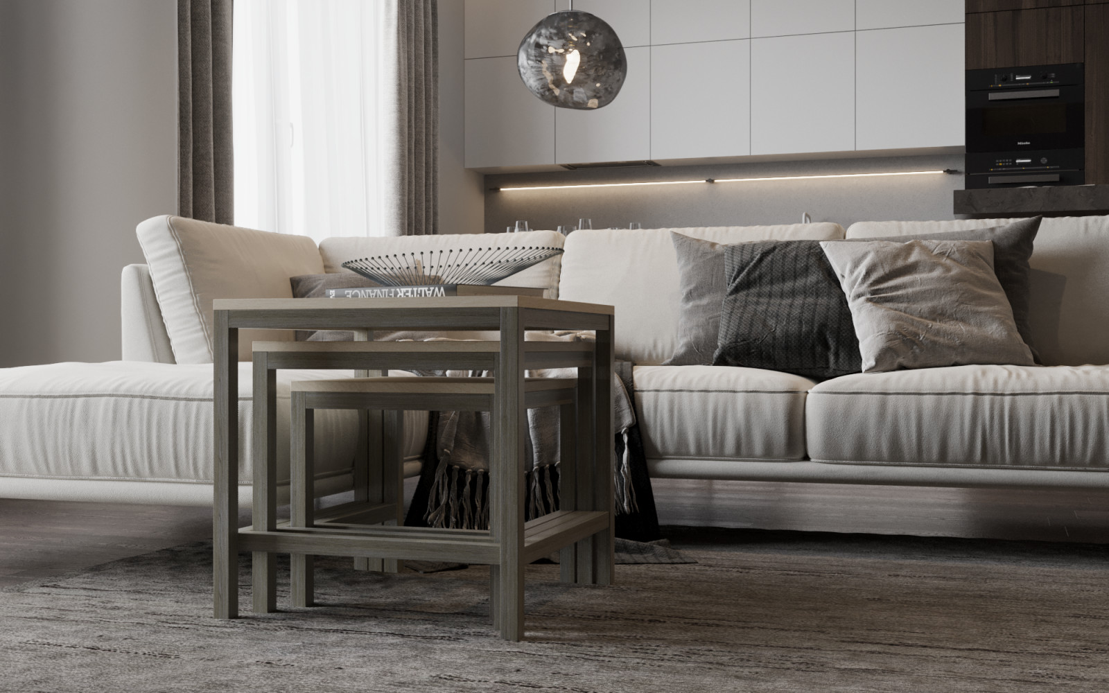 Журнальный столик "КАСКАД" 3в1 / цвет светлый