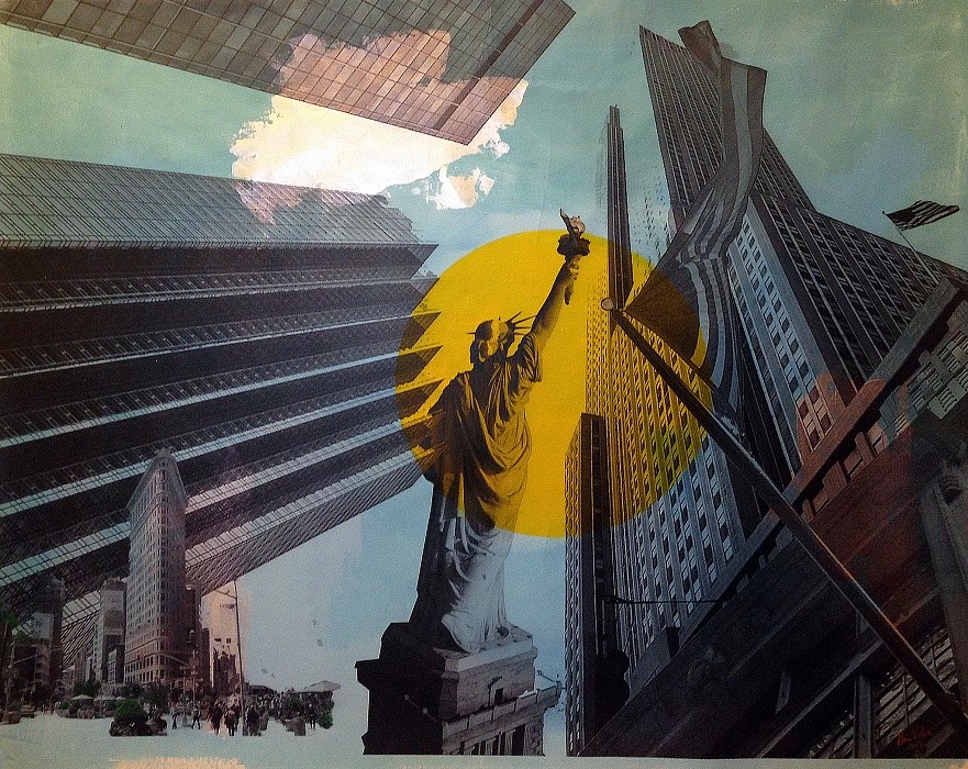 NYC with yellow sun