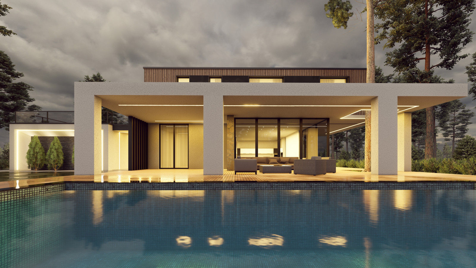 Проект двухэтажного дома в стиле Хайтек 253 кв.м