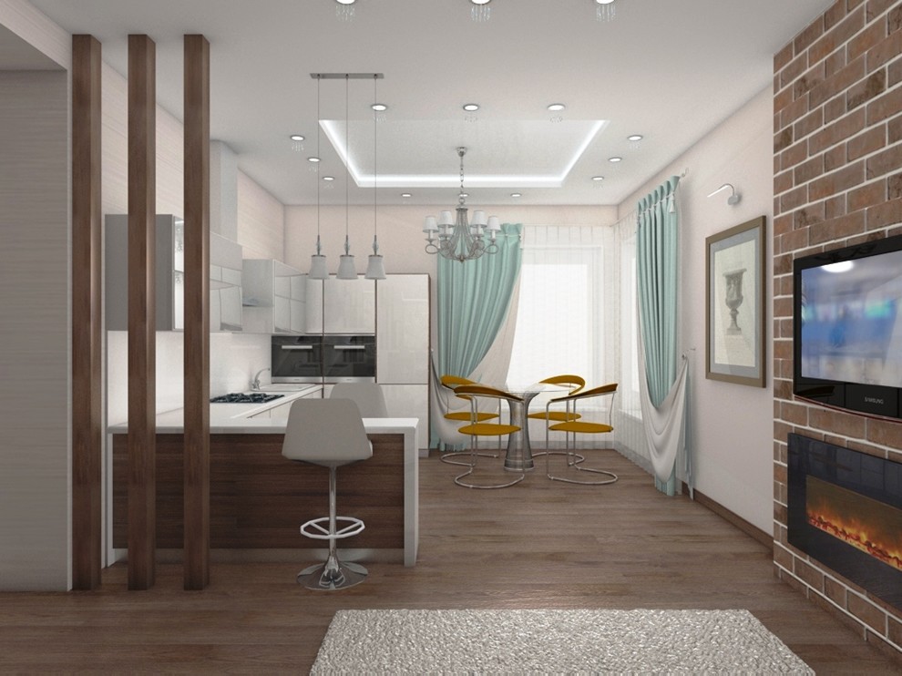 Обложка проекта: Нежная гостиная с камином