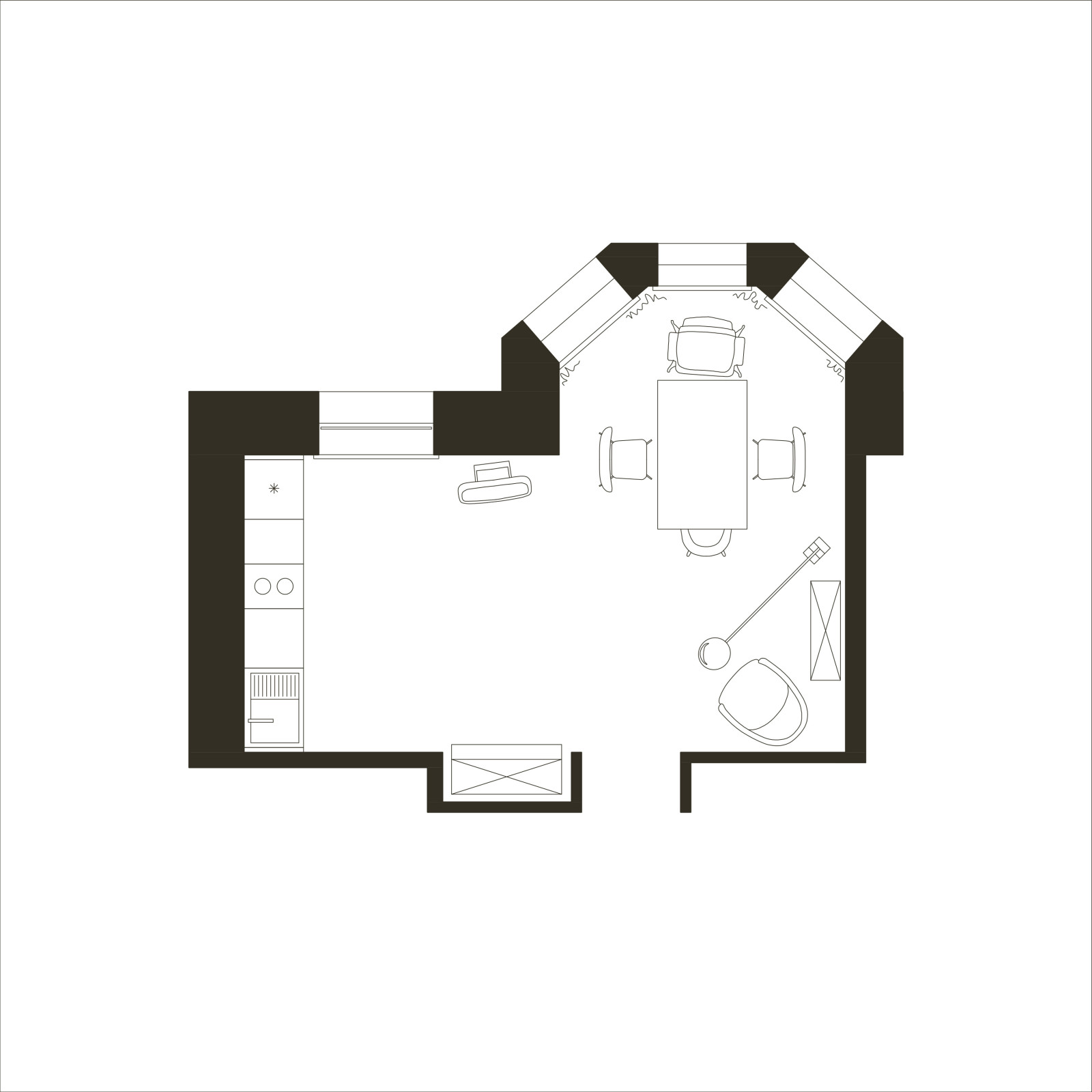Обложка проекта: Кухня-столовая в квартире с эркером в г.Казани