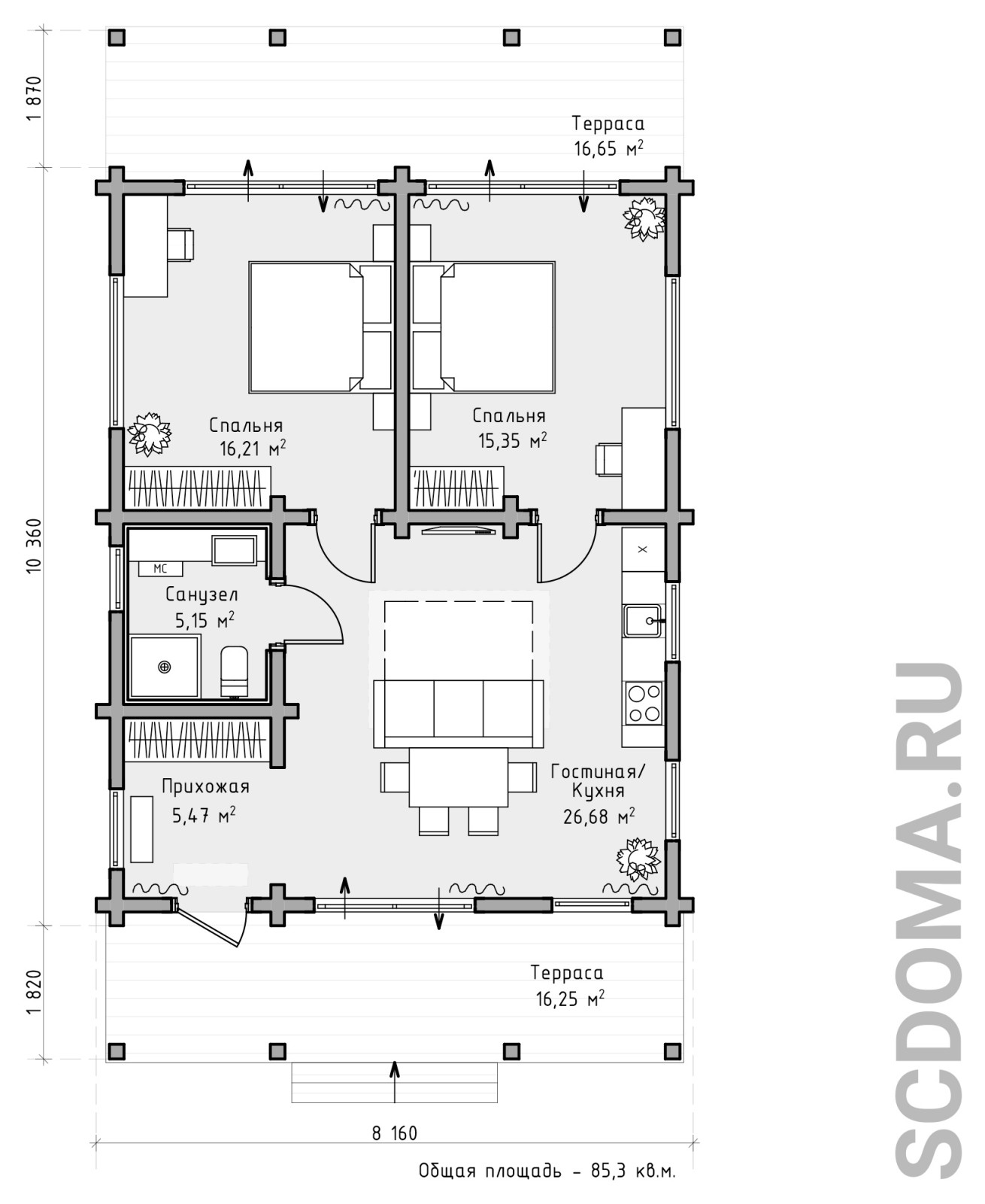 Проект гостевого дома 76 кв.м.