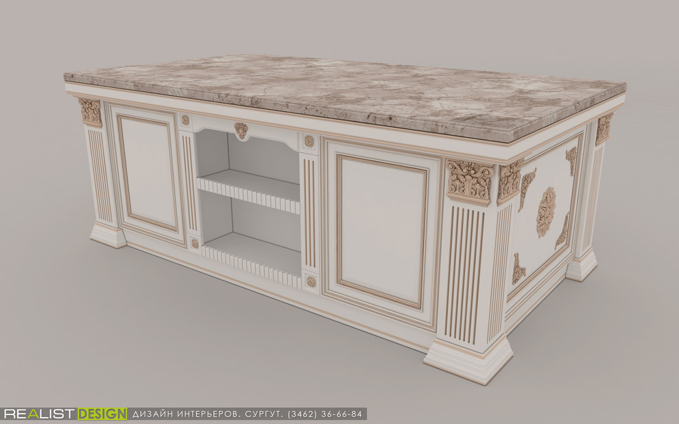 Разработка дизайна кухни для выполнения её из массива