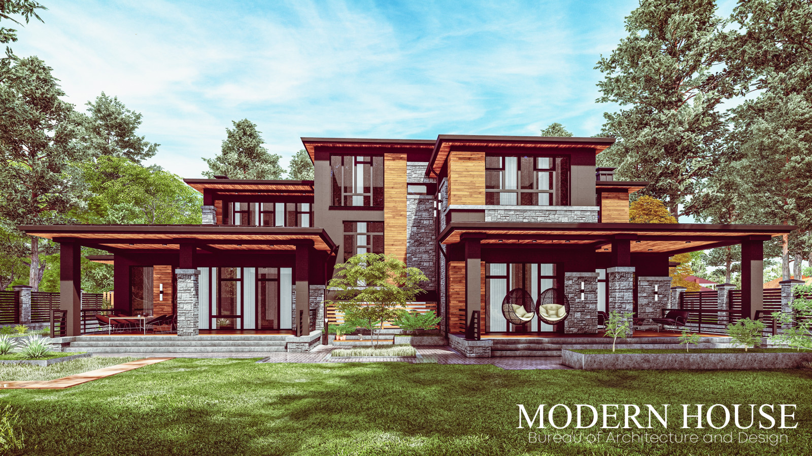 Обложка проекта: Проект загородного дома в стиле Американский модерн, 700м2. Москва, Новогорск