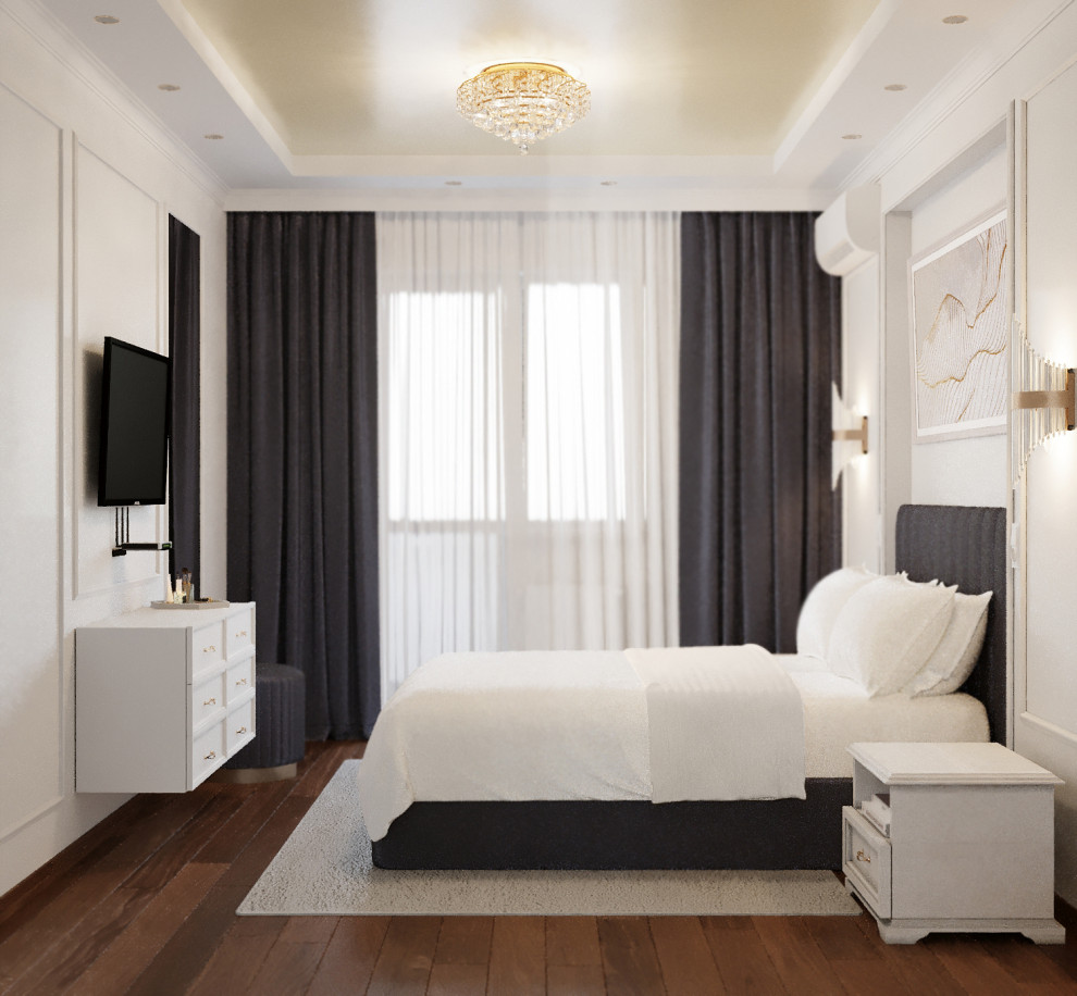 Спальня 16 кв. м.  в стиле неоклассика в ЖК Пирогово