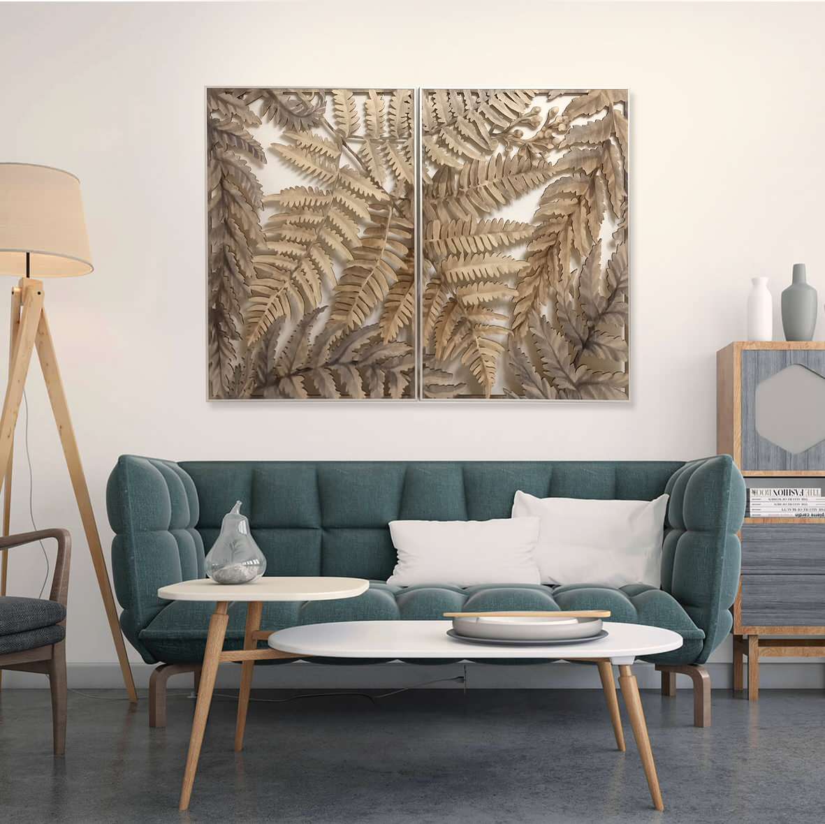 Декор на лестницу: триптих «Папоротник»