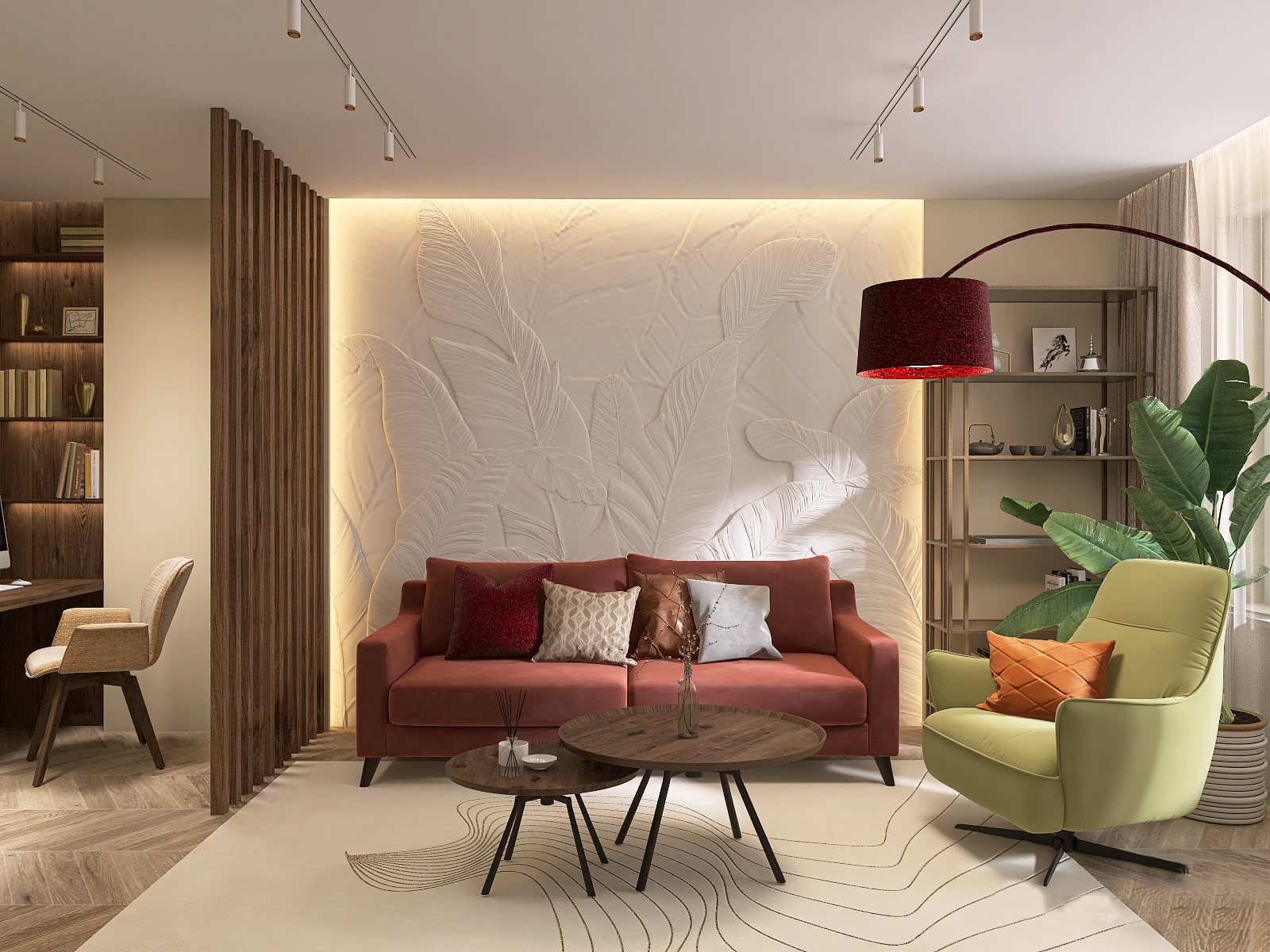 Обложка проекта: Гостиная в оттенках ореха