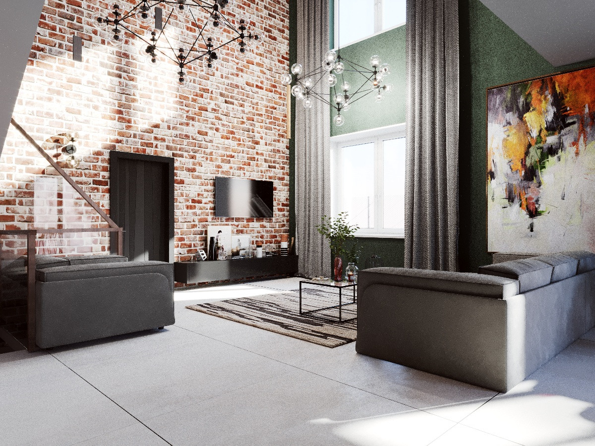 Дизайн кухни-гостиной 55 кв.м